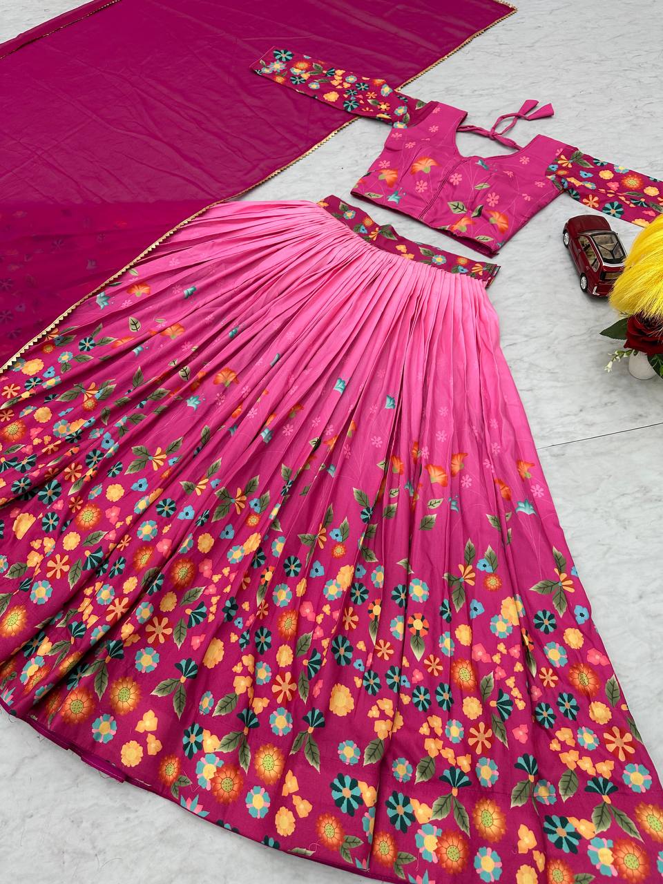 Elegant Kalamkari Print Cotton Lehenga Choli Set with Georgette Dupatta