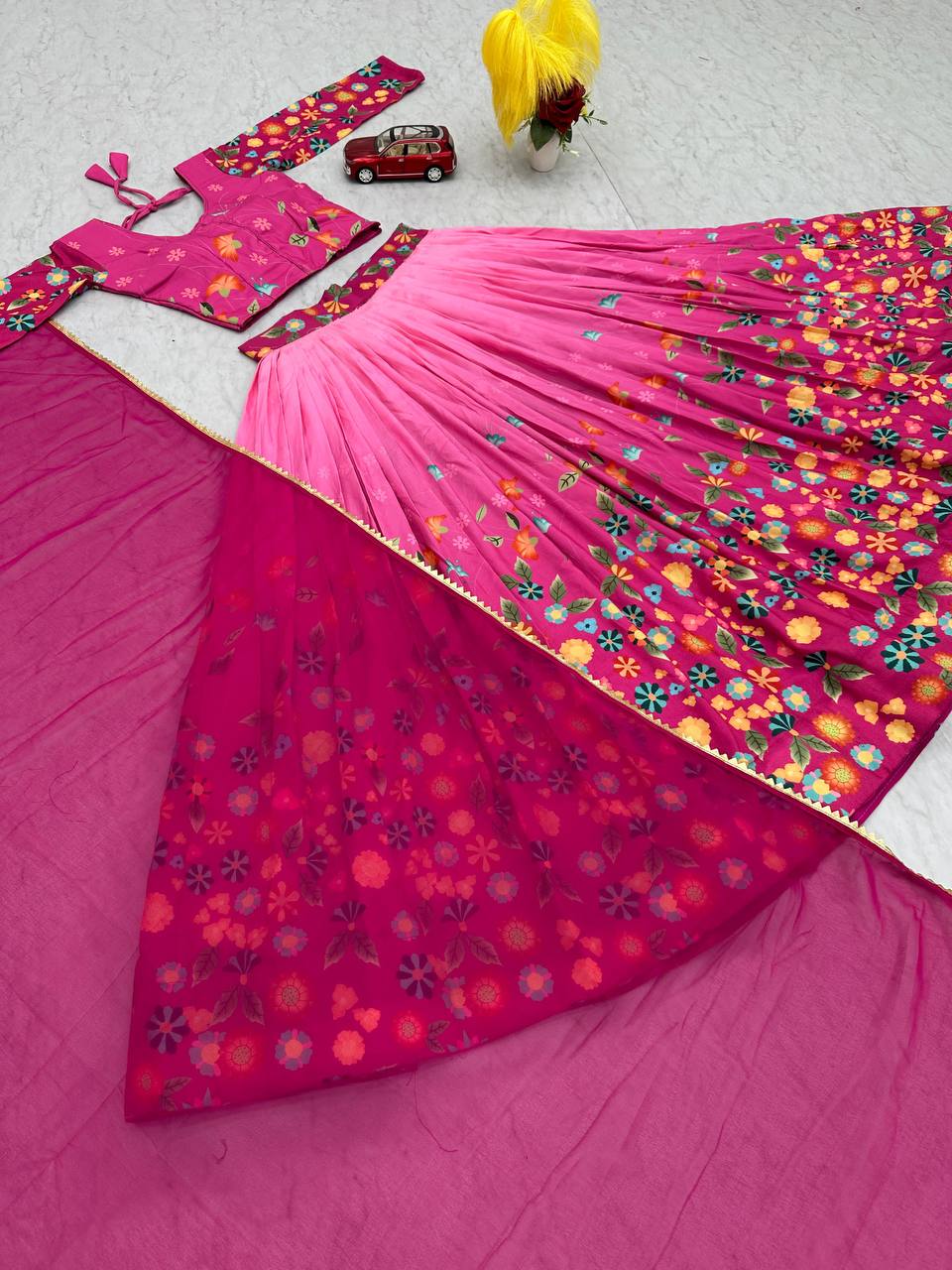 Elegant Kalamkari Print Cotton Lehenga Choli Set with Georgette Dupatta