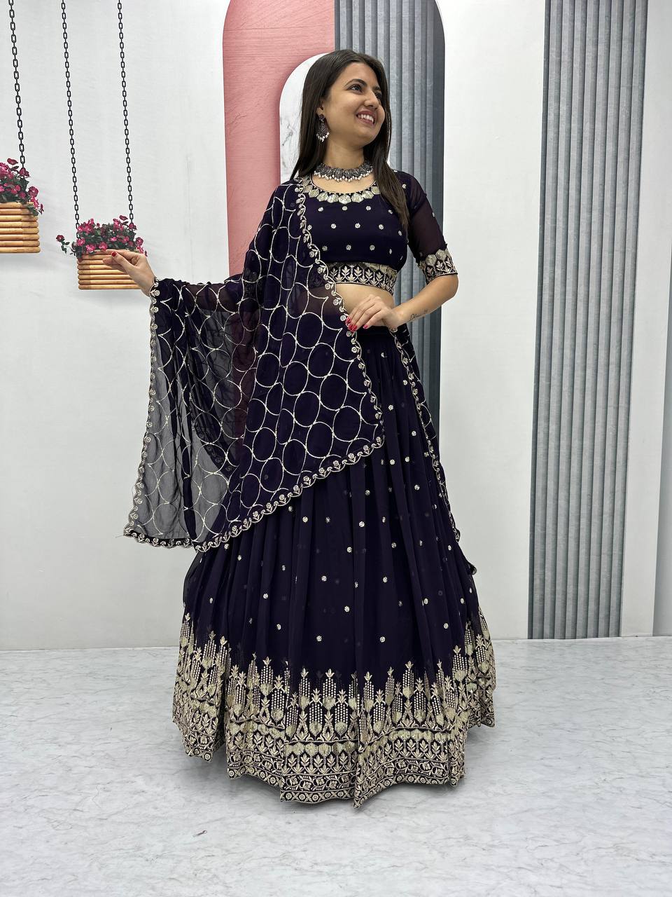 Heavy Embroidery and Sequence Work Festival Lehenga Choli Set