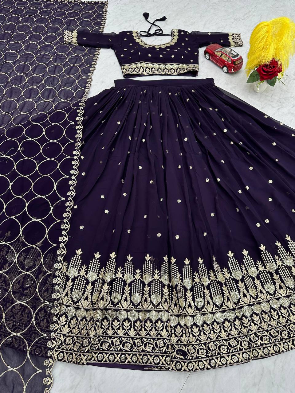 Heavy Embroidery and Sequence Work Festival Lehenga Choli Set