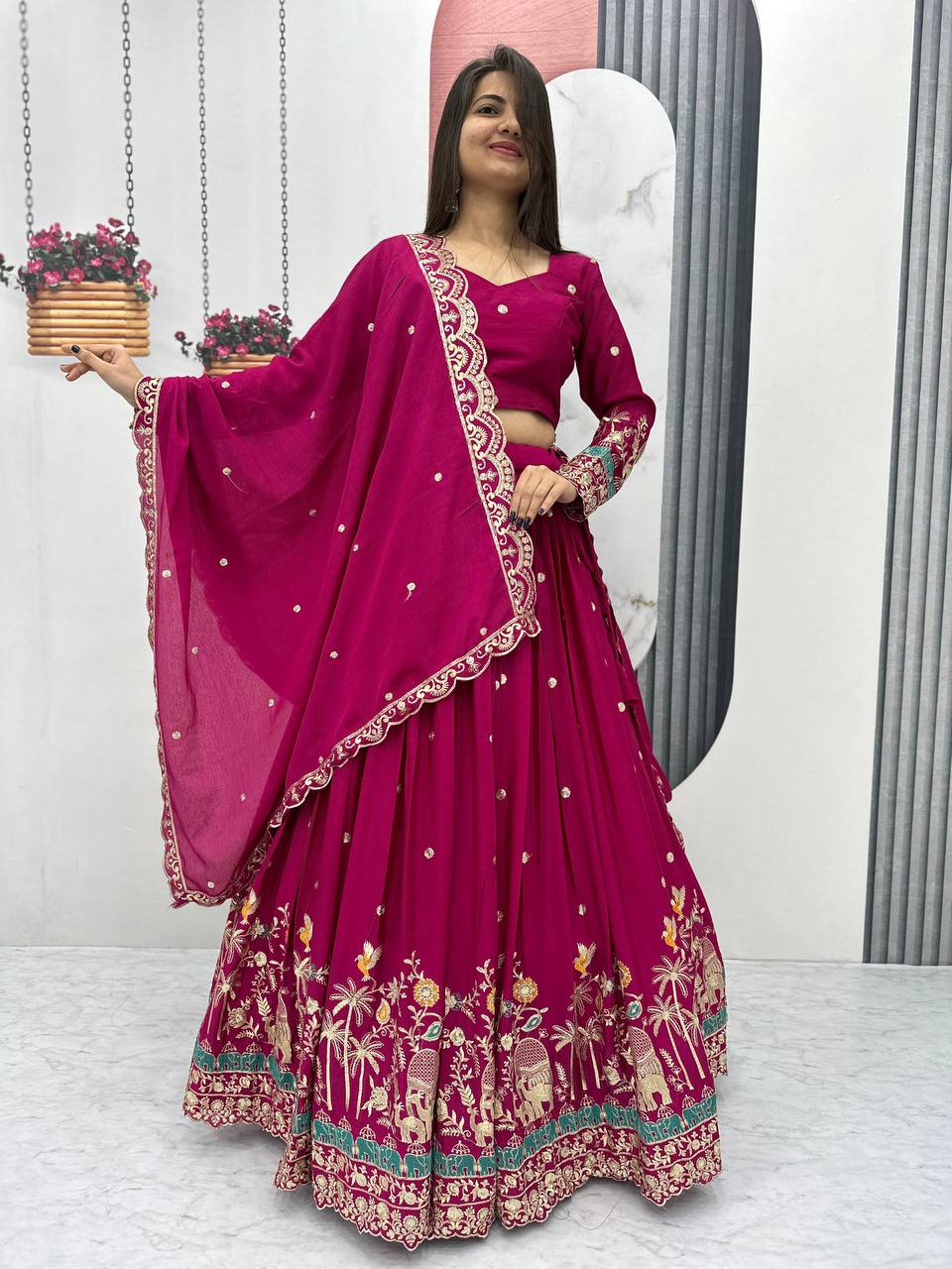 Elegant Festival Special Chinon Lehenga Choli Set