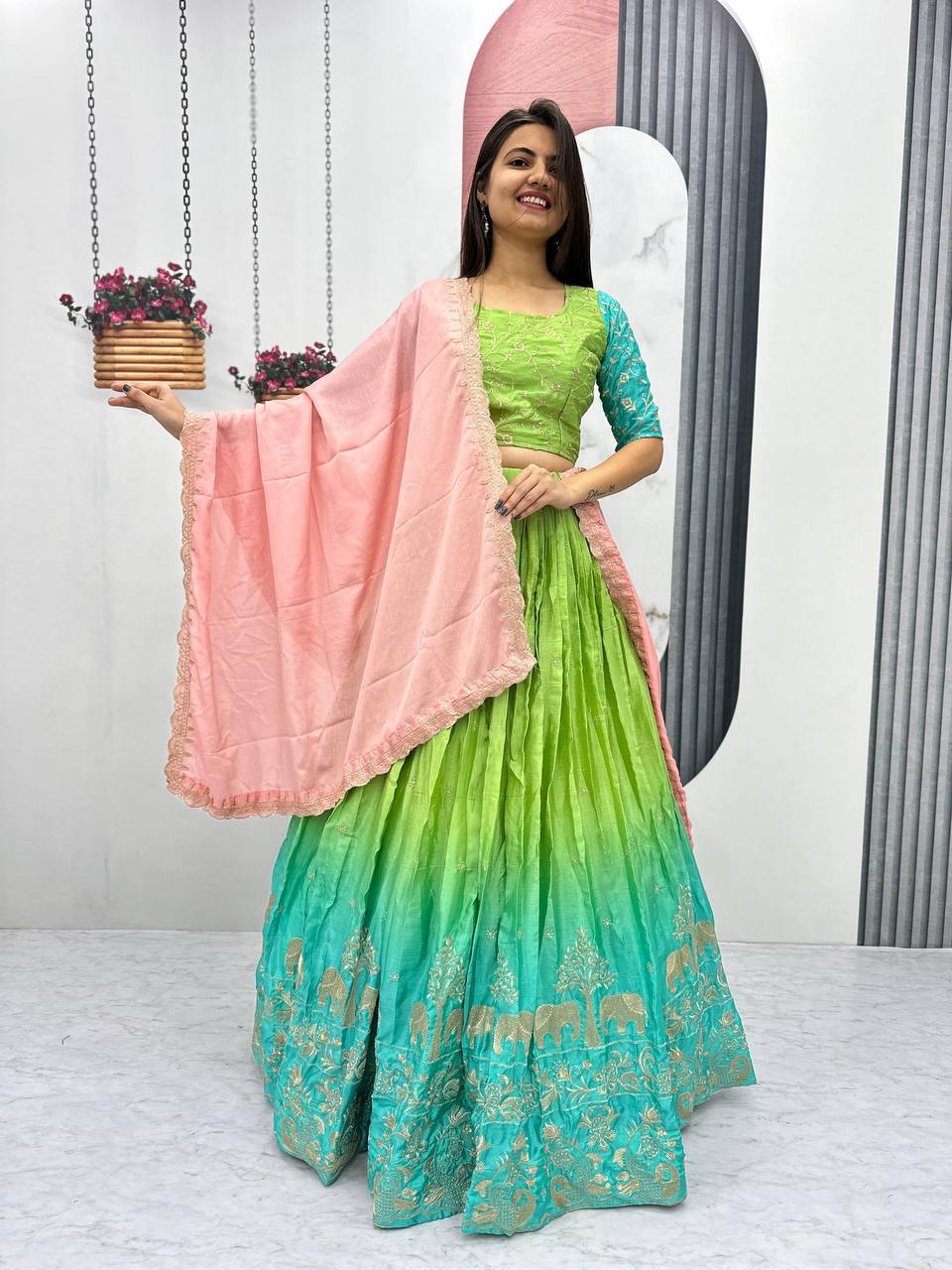 Elegant Chinon Embroidered Lehenga Choli Set for Festive Occasions