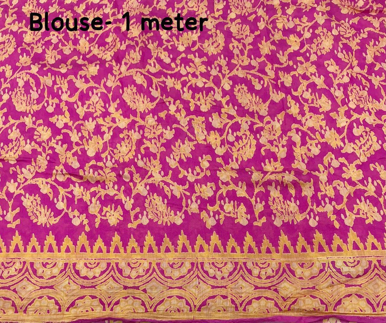 New Fancy Hand Bandhej Shibori Pure Chanderi Cotton Saree with Block Print Blouse