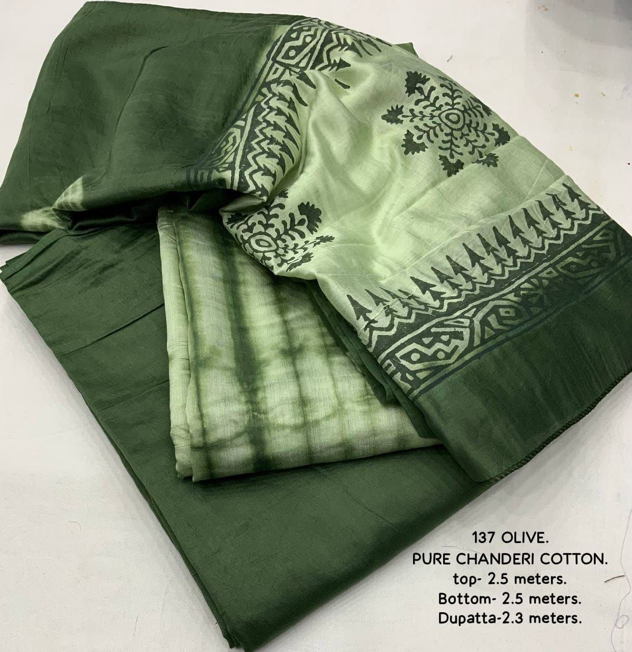 New Chanderi Cotton Tie & Dye Shibori Bandhej Printed Unstitched Dress Material