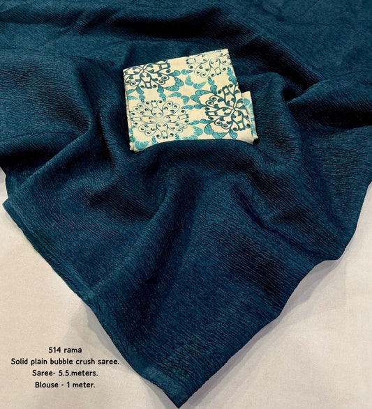 New Trending Soft Bubble Crush Saree with Printed Crape Silk Blouse