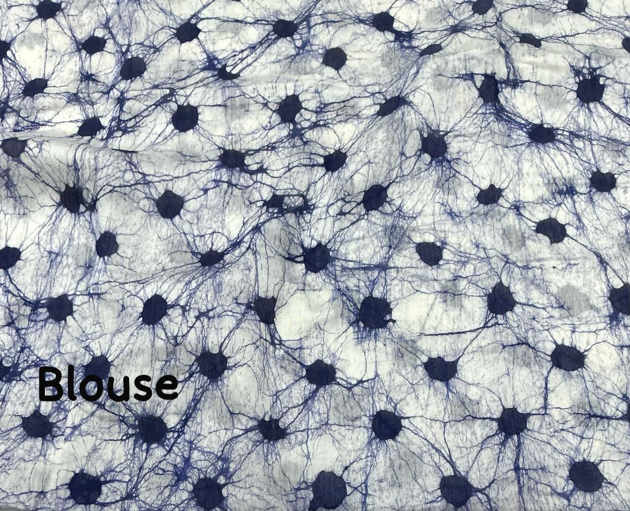 Hand-Painted Pure Chanderi Batik Print Cotton Saree with Crack Blouse