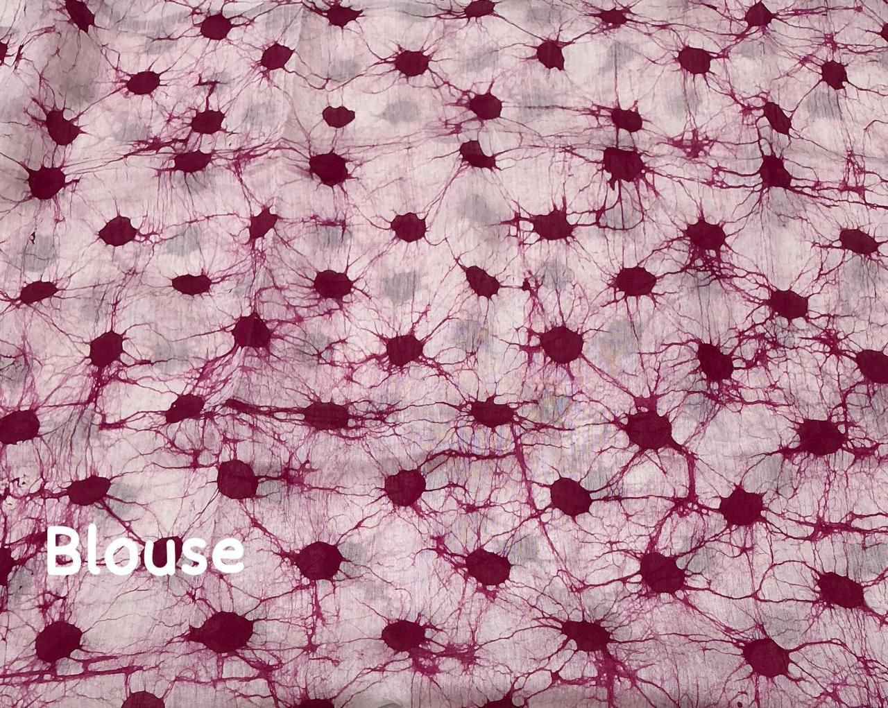 Hand-Painted Pure Chanderi Batik Print Cotton Saree with Crack Blouse