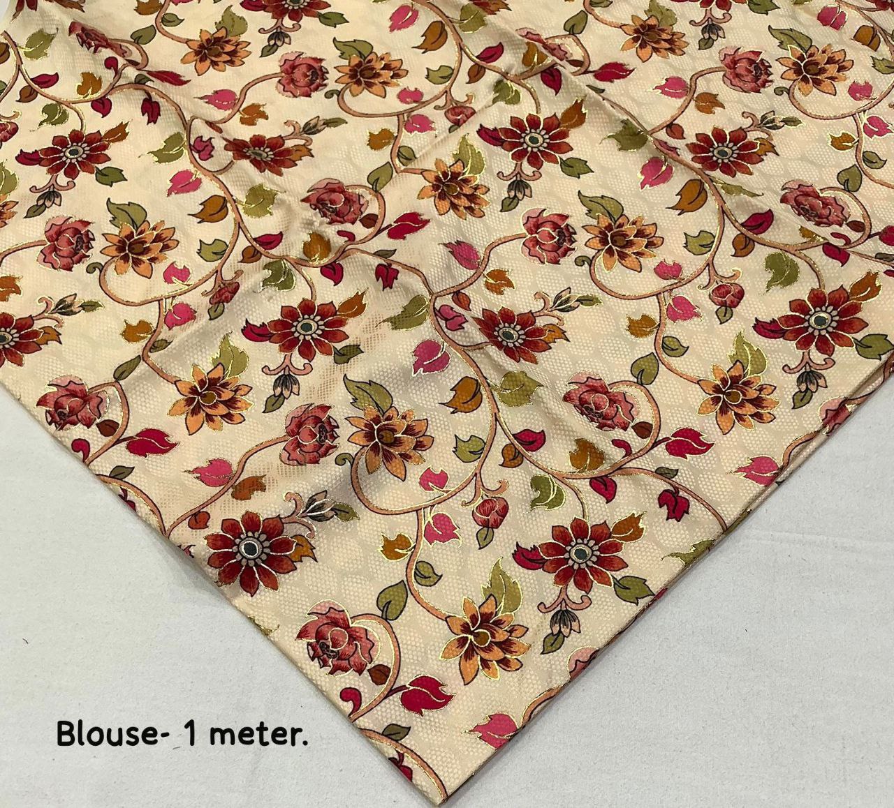 Red Georgette Zari Striped Laheriya Saree with Kalamkari Foil Printed Blouse