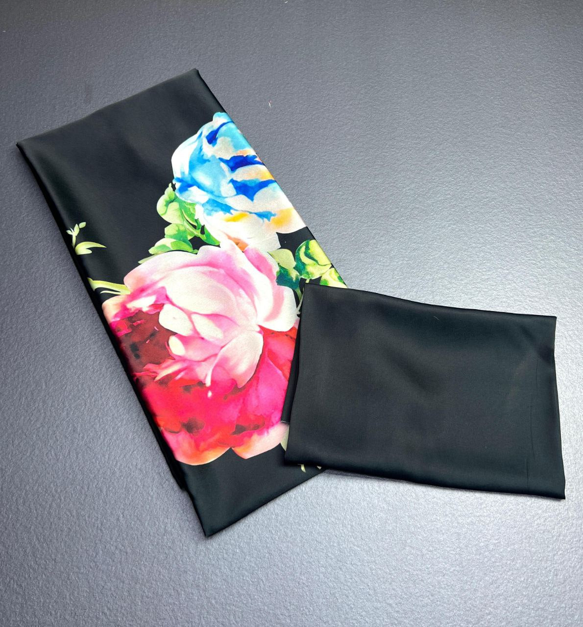 Floral Digital Print Original Japan Satin Saree with Blouse Piece