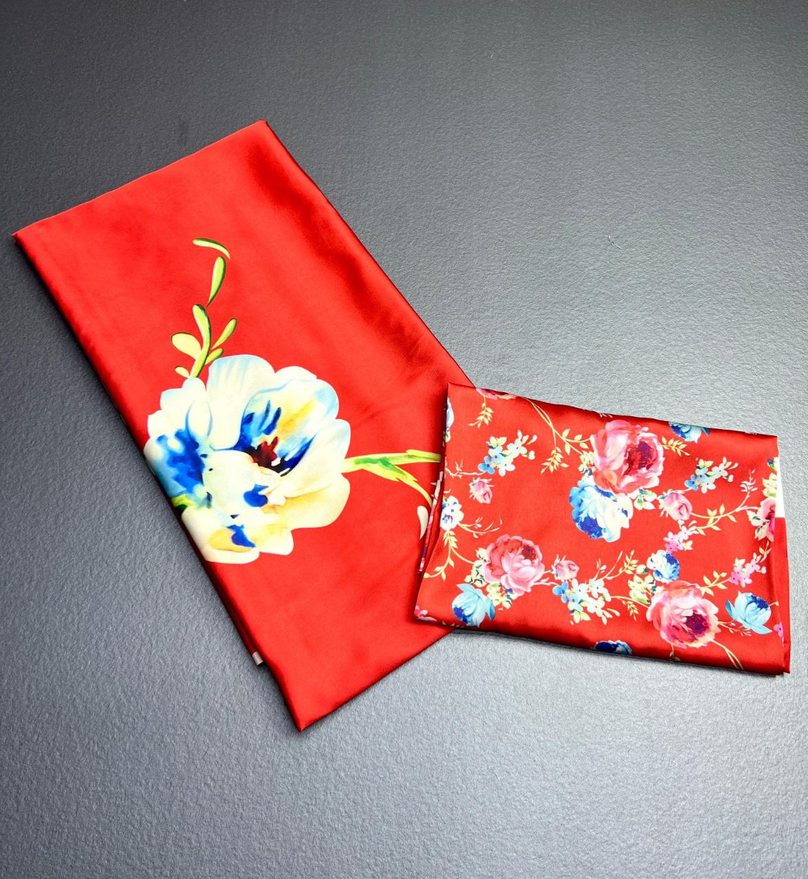 Floral Digital Print Original Japan Satin Saree with Blouse Piece