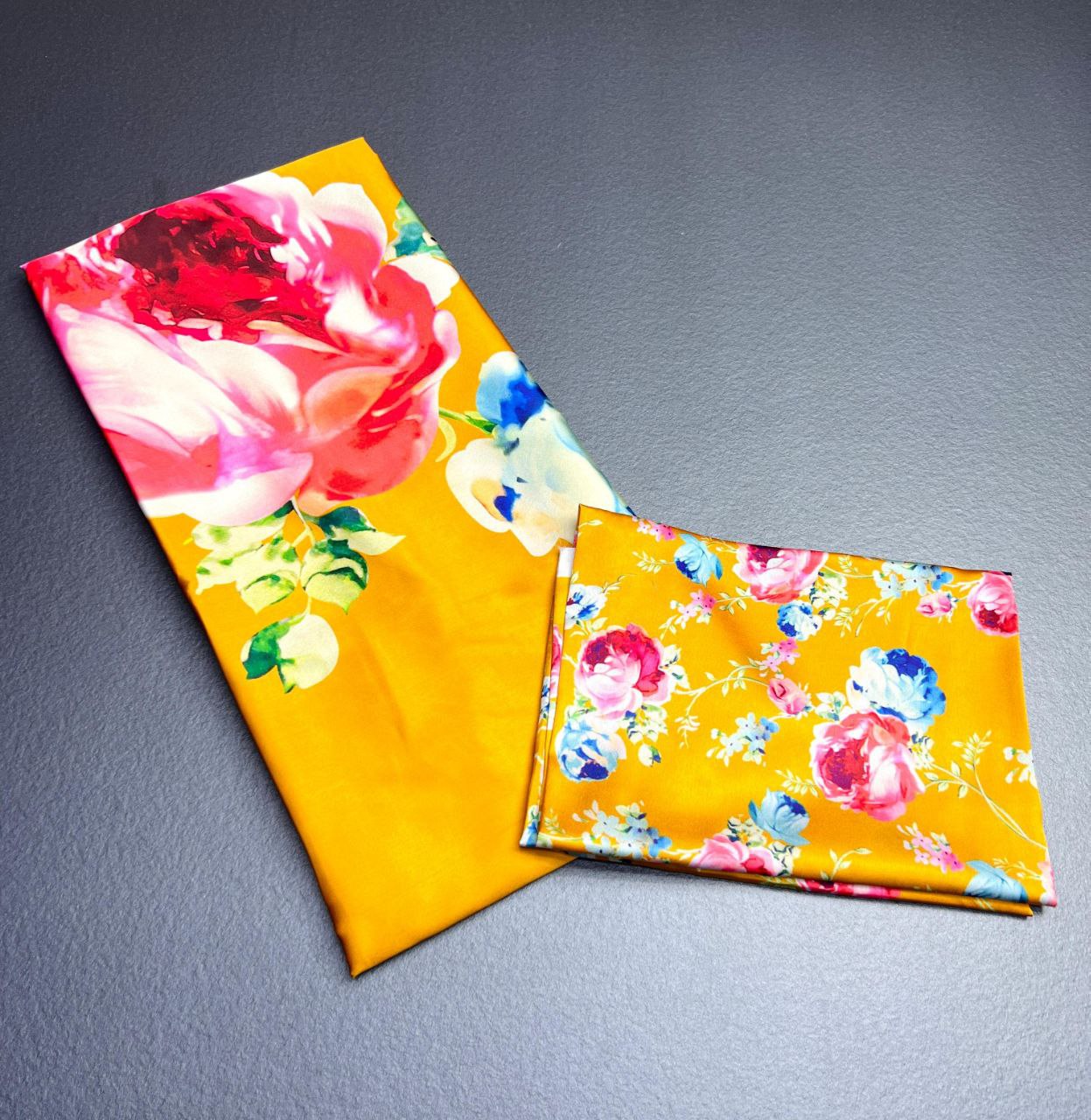 Floral Digital Print Original Japan Satin Saree with Blouse Piece