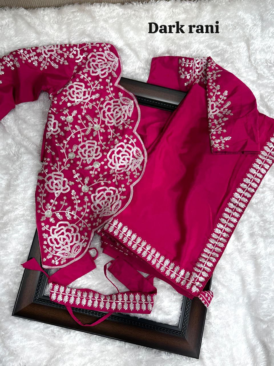 Embroidered Silk Crepe Party Wear Saree with Stitched Koti Jacket Blouse