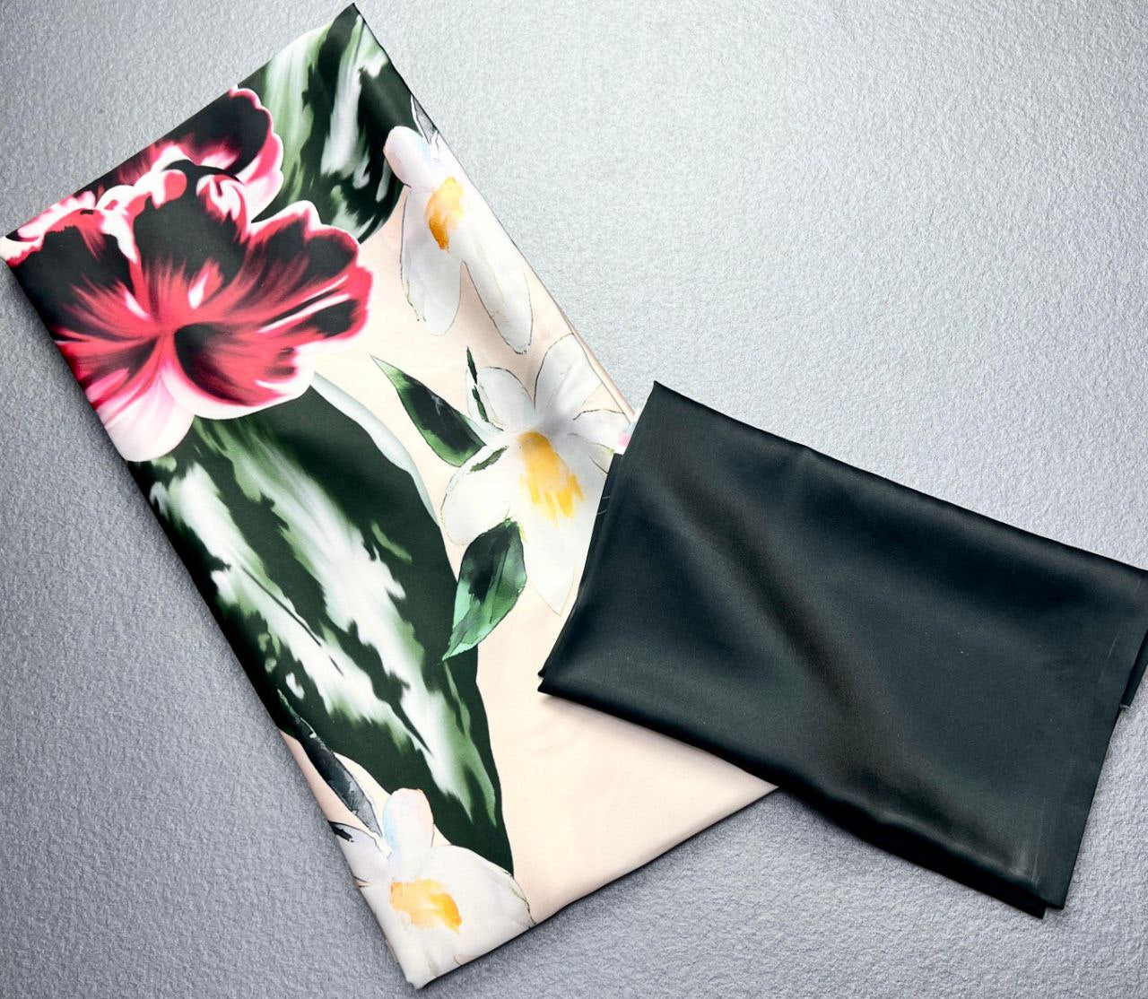 Kriti Sanon Inspired Floral Digital Print Japan Satin Silk Saree with Matching Blouse