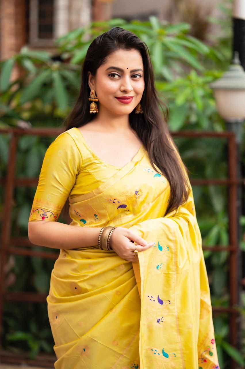 Elegant Traditional Soft Banarasi Silk Saree with Zari Woven Blouse