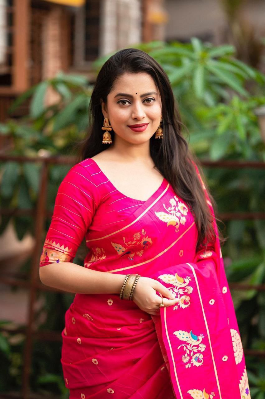 Elegant Traditional Soft Banarasi Silk Saree with Zari Woven Blouse