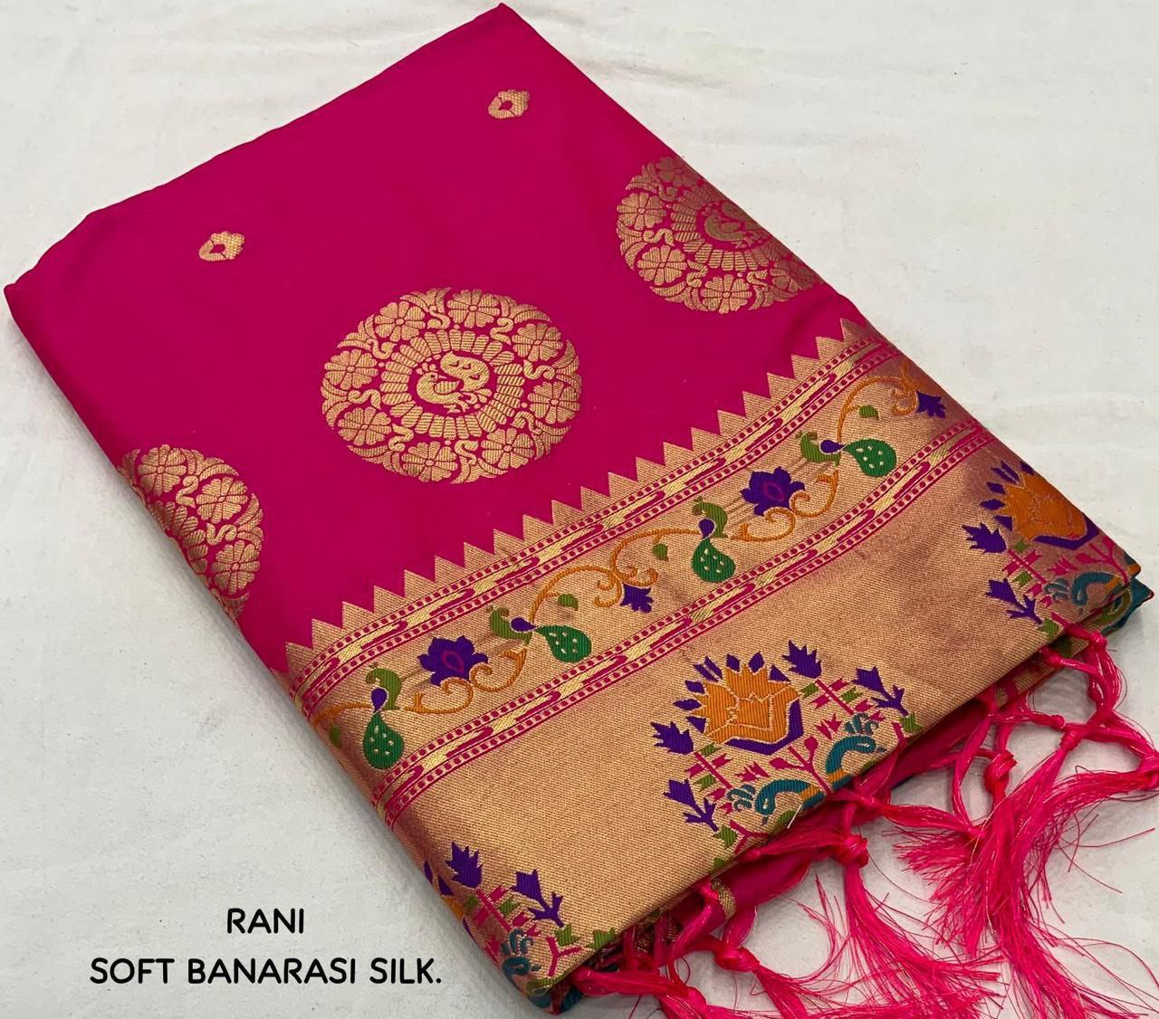 Elegant Traditional Soft Banarasi Silk Saree with Zari Woven Blouse
