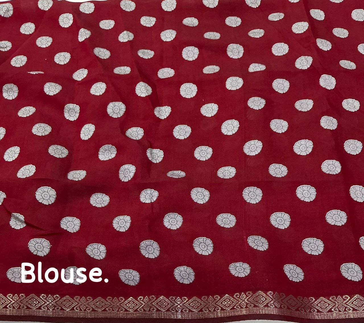 Soft Cotton Kalamkari Printed Zari Woven Border Saree with Running Butti Blouse