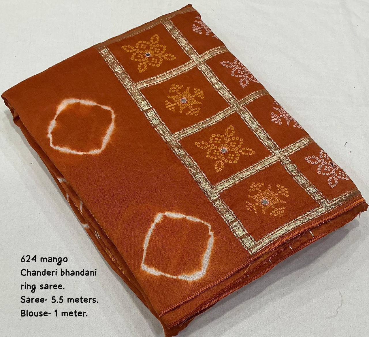 Women's Pure Viscose Cotton Crape Zari Woven Traditional Bandhani Gharchola Saree WIth Blouse