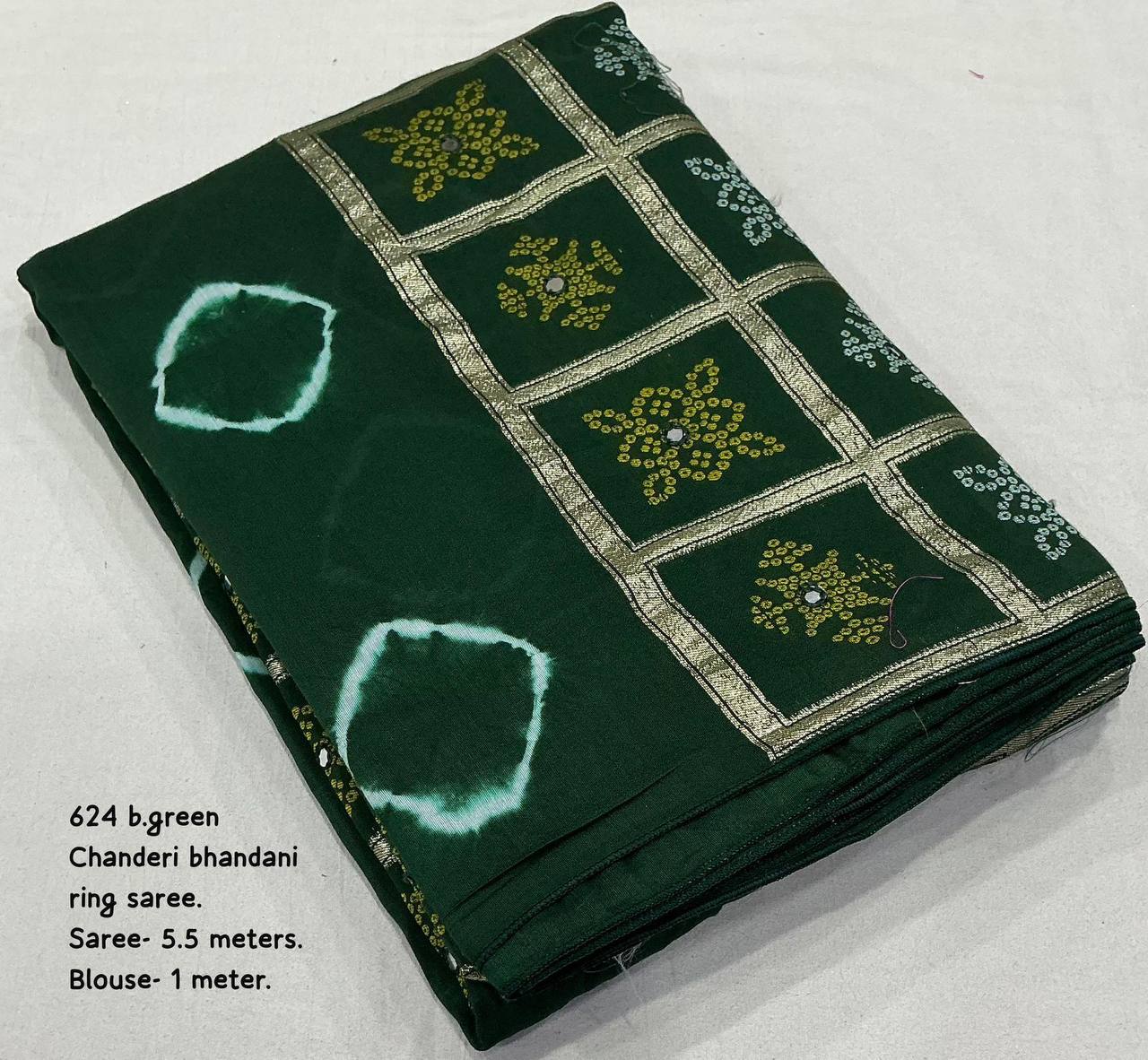 Women's Pure Viscose Cotton Crape Zari Woven Traditional Bandhani Gharchola Saree WIth Blouse