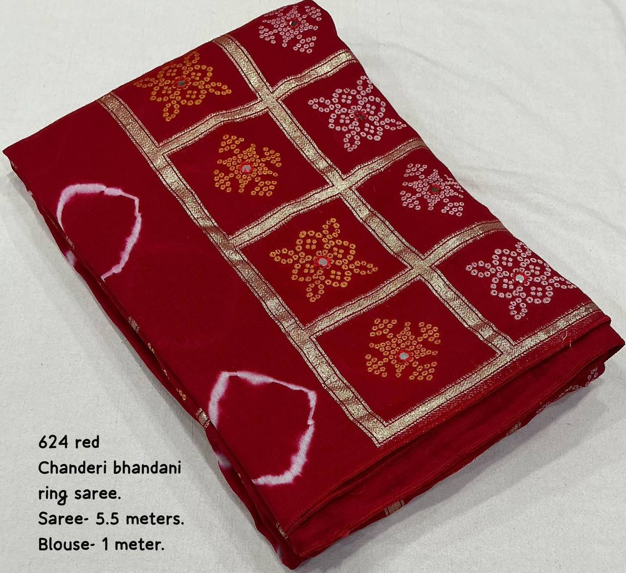 Women's Pure Viscose Cotton Crape Zari Woven Traditional Bandhani Gharchola Saree WIth Blouse