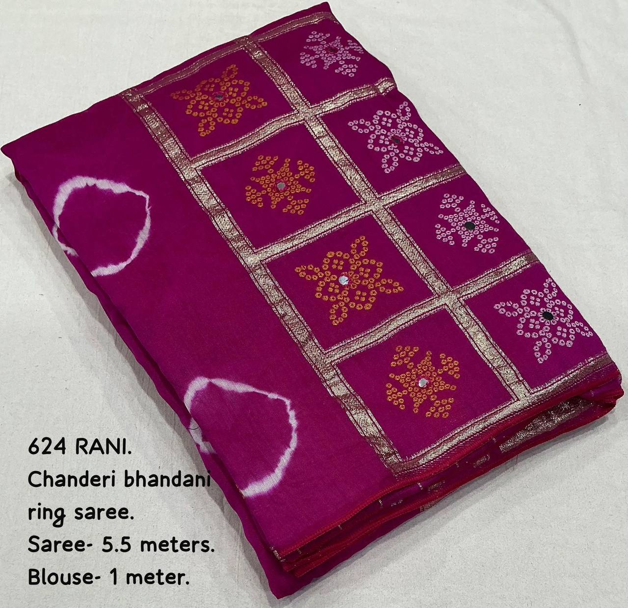 Women's Pure Viscose Cotton Crape Zari Woven Traditional Bandhani Gharchola Saree WIth Blouse