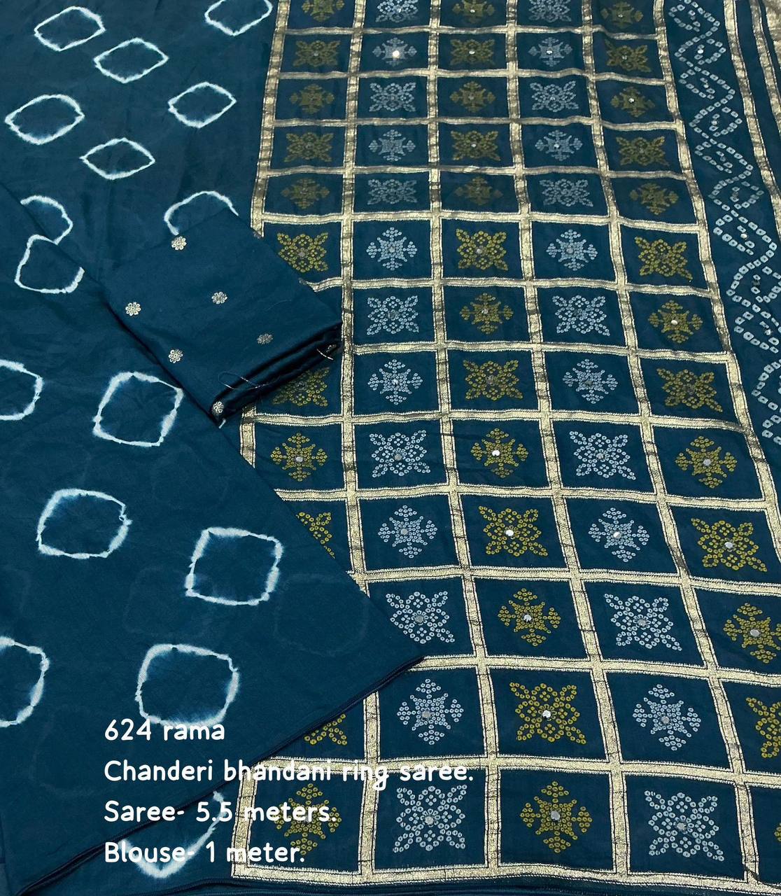 Women's Pure Viscose Cotton Crape Zari Woven Traditional Bandhani Gharchola Saree WIth Blouse