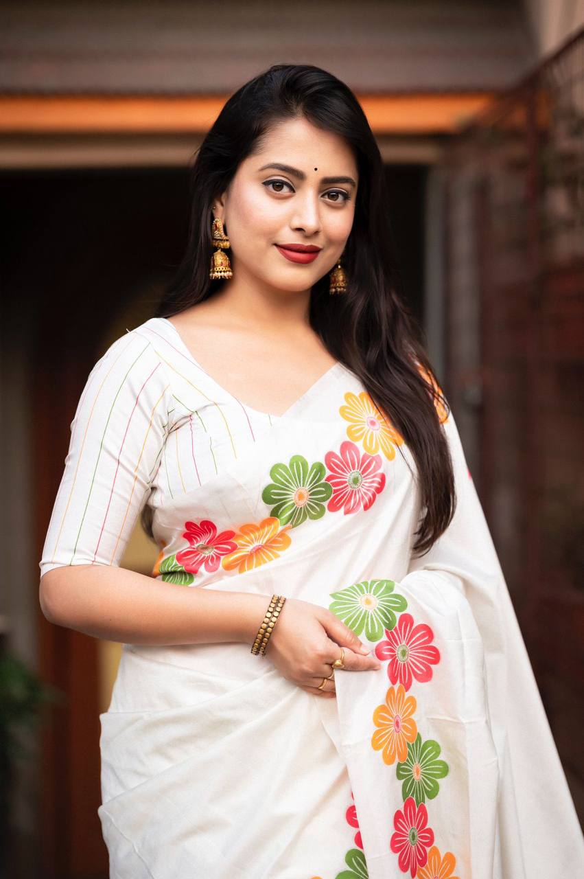 Elegant Soft Silk Floral Woven Saree with Blouse