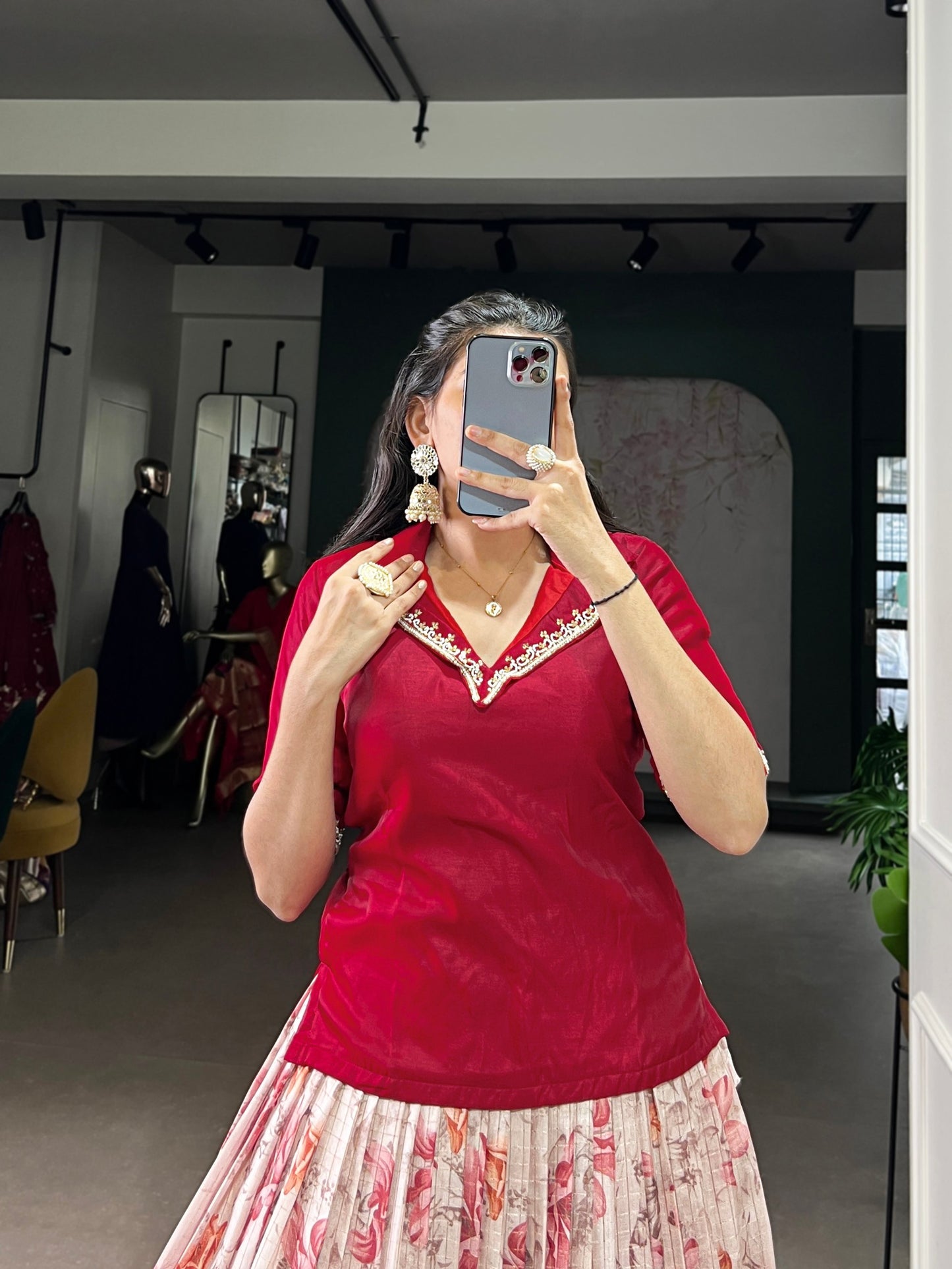 🌷Elegant Floral Dola Chex Zari Weaving Work Co-ord Set Lehenga Choli Set