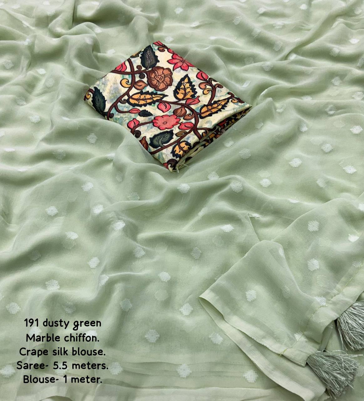 Bubble Chiffon Woven Butti Design Saree with Digital Printed Blouse