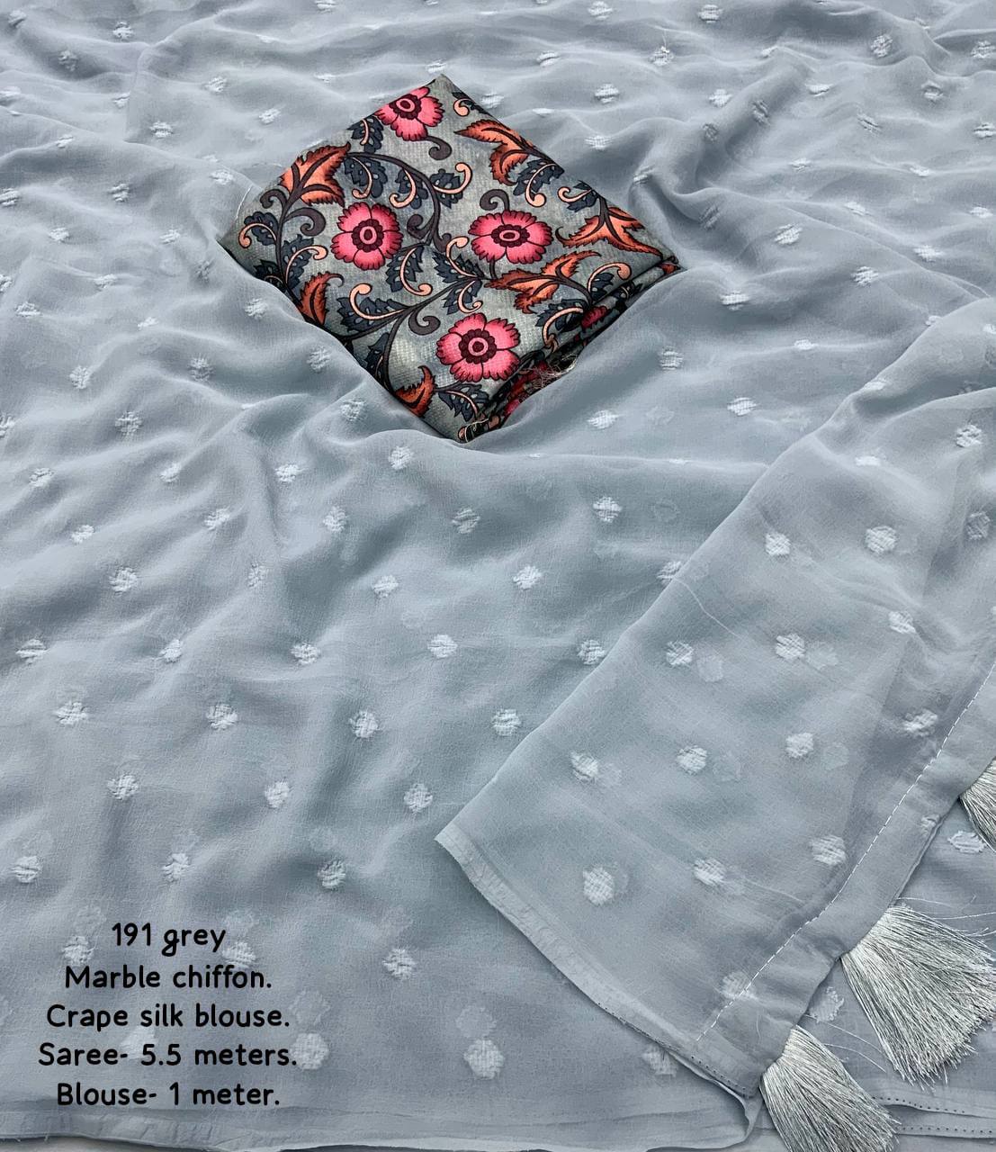 Bubble Chiffon Woven Butti Design Saree with Digital Printed Blouse