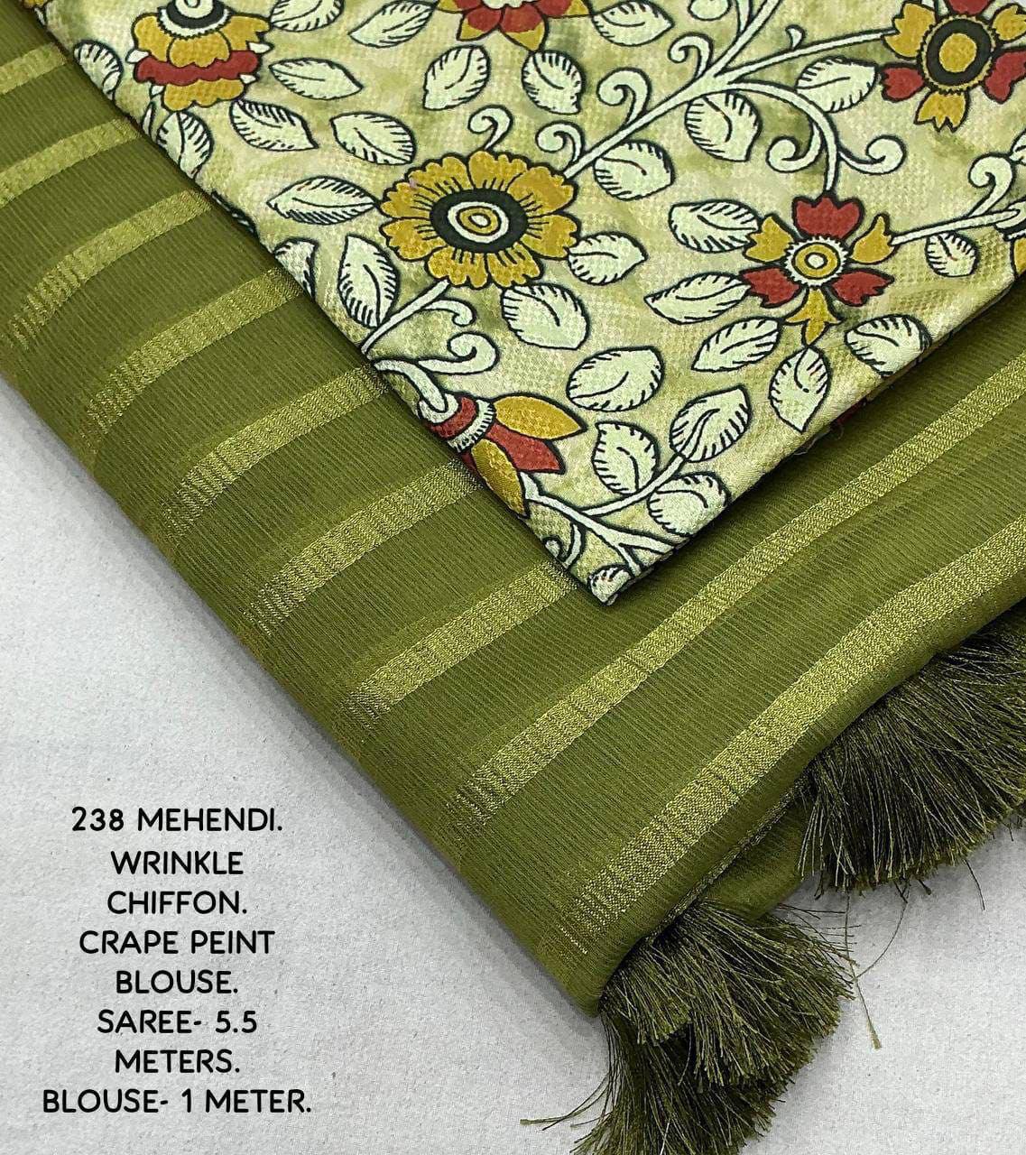 Fancy Soft Chiffon Plain Saree with Printed Carpe Silk Blouse