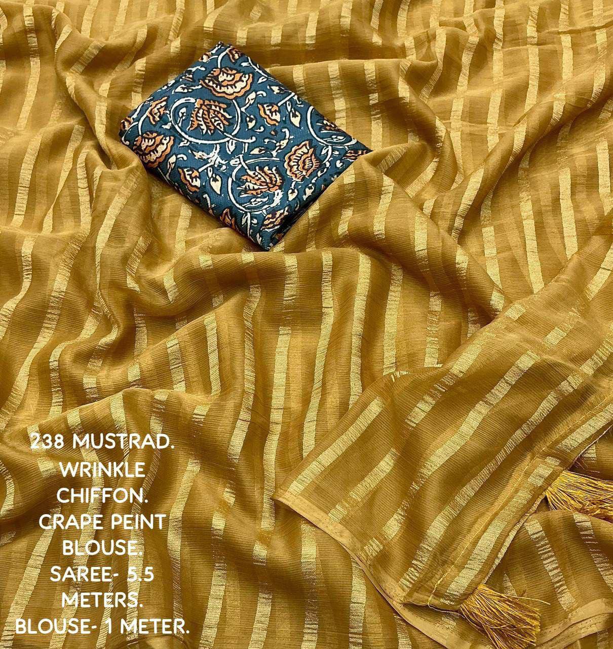 Fancy Soft Chiffon Plain Saree with Printed Carpe Silk Blouse