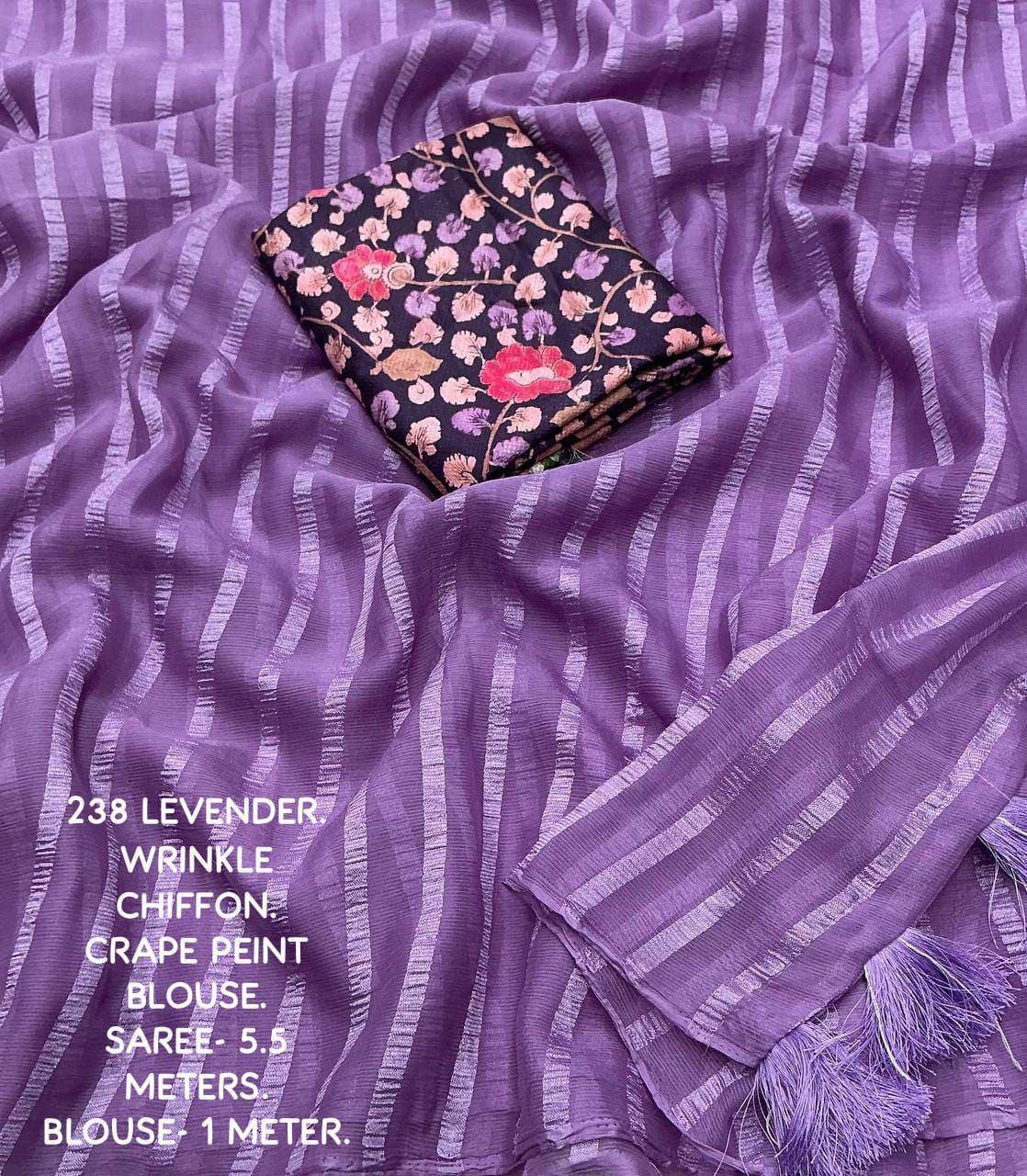 Fancy Soft Chiffon Plain Saree with Printed Carpe Silk Blouse