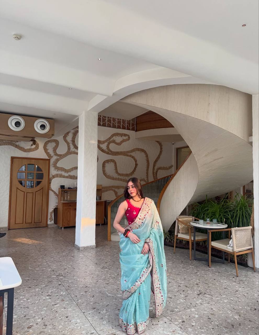 Elegant C Pallu & Cording Sequence Work Gold Crush Saree with Satin Banglory Embroidered Blouse