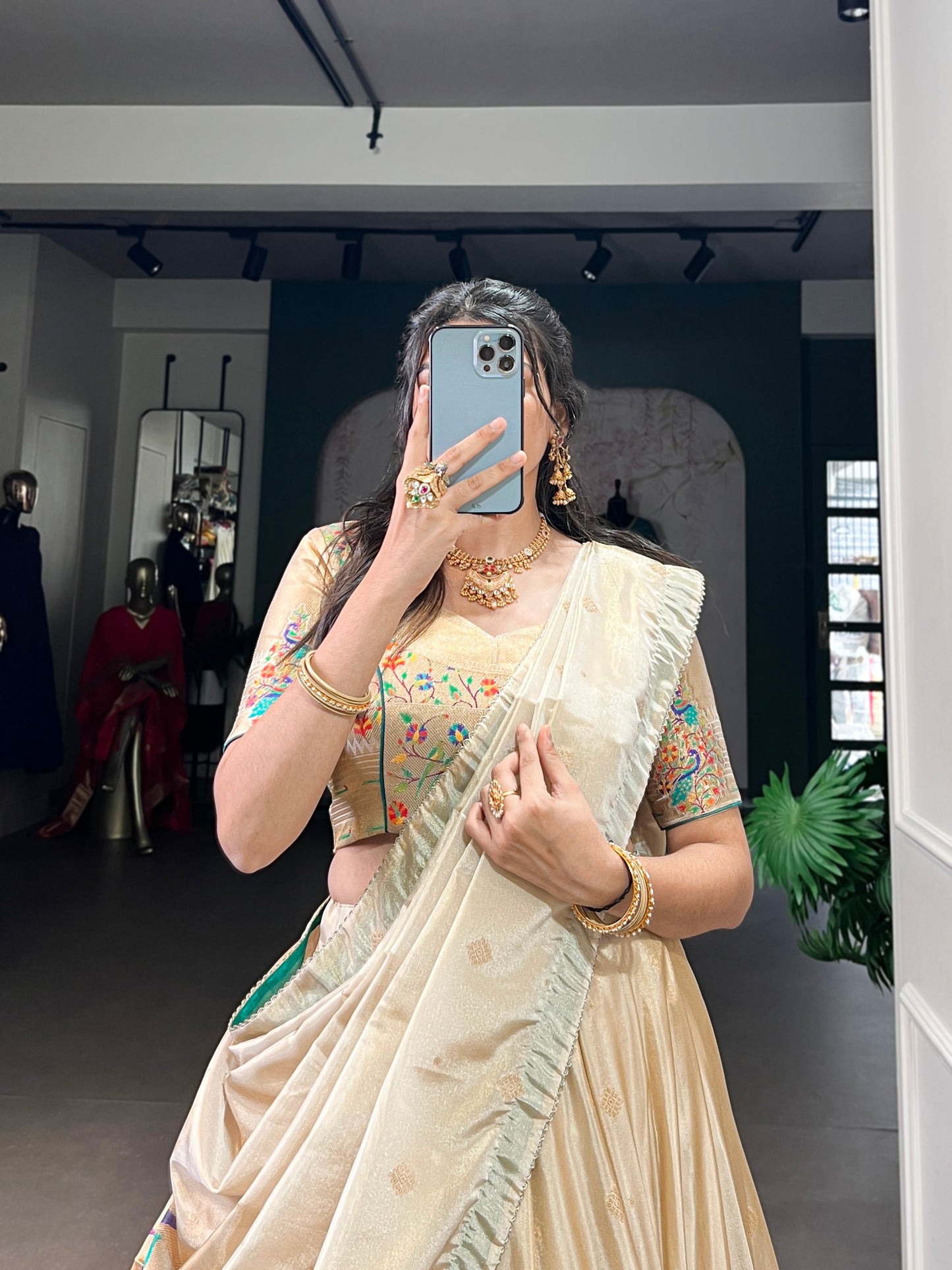 Traditional Paithani Zari Weaving Shimmer Lehenga Choli with Dupatta