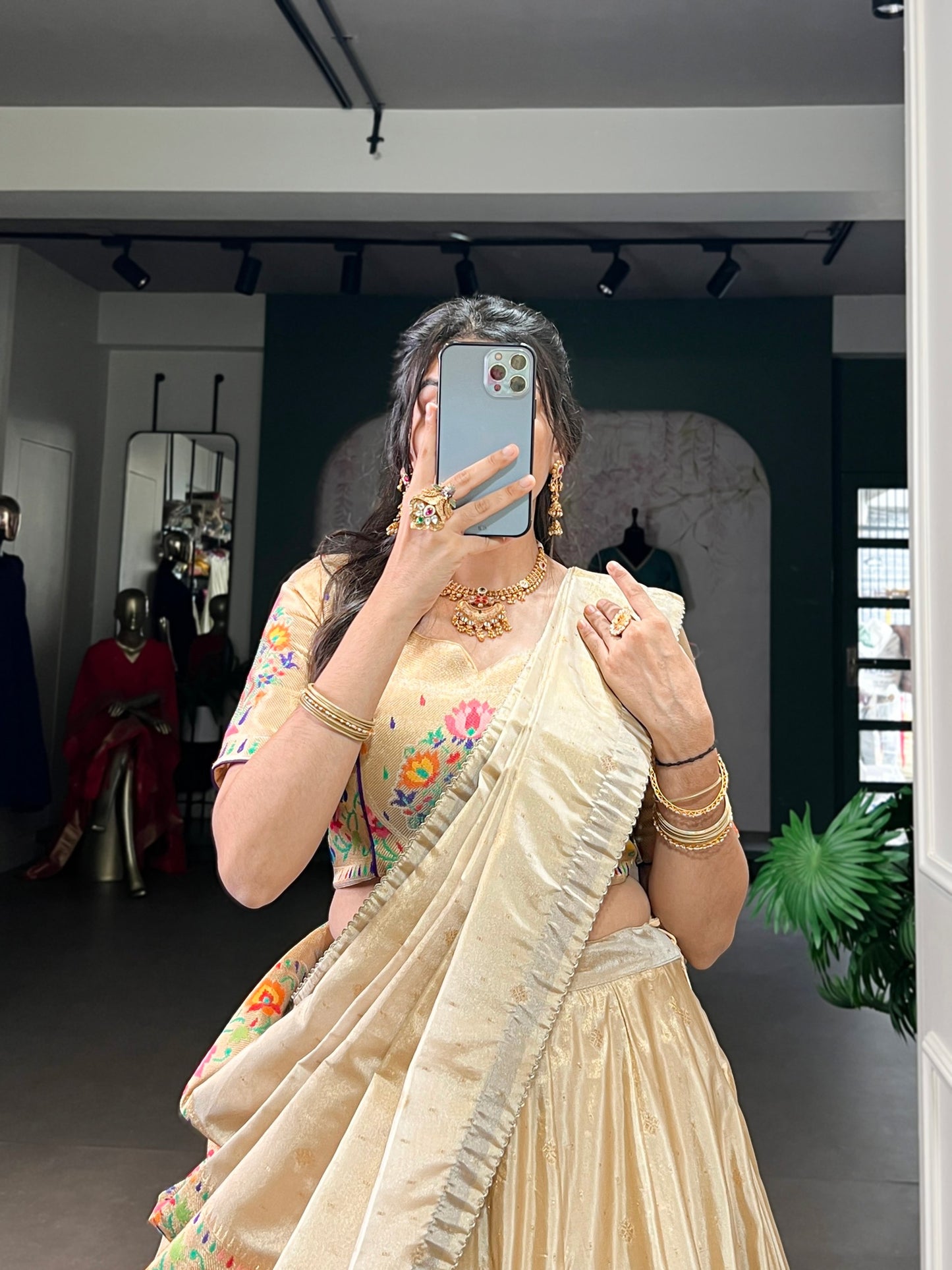 Traditional Paithani Zari Weaving Shimmer Lehenga Choli with Dupatta