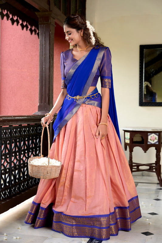 Kanchipuram Zari Weaving Lehenga Choli with Georgette Dupatta