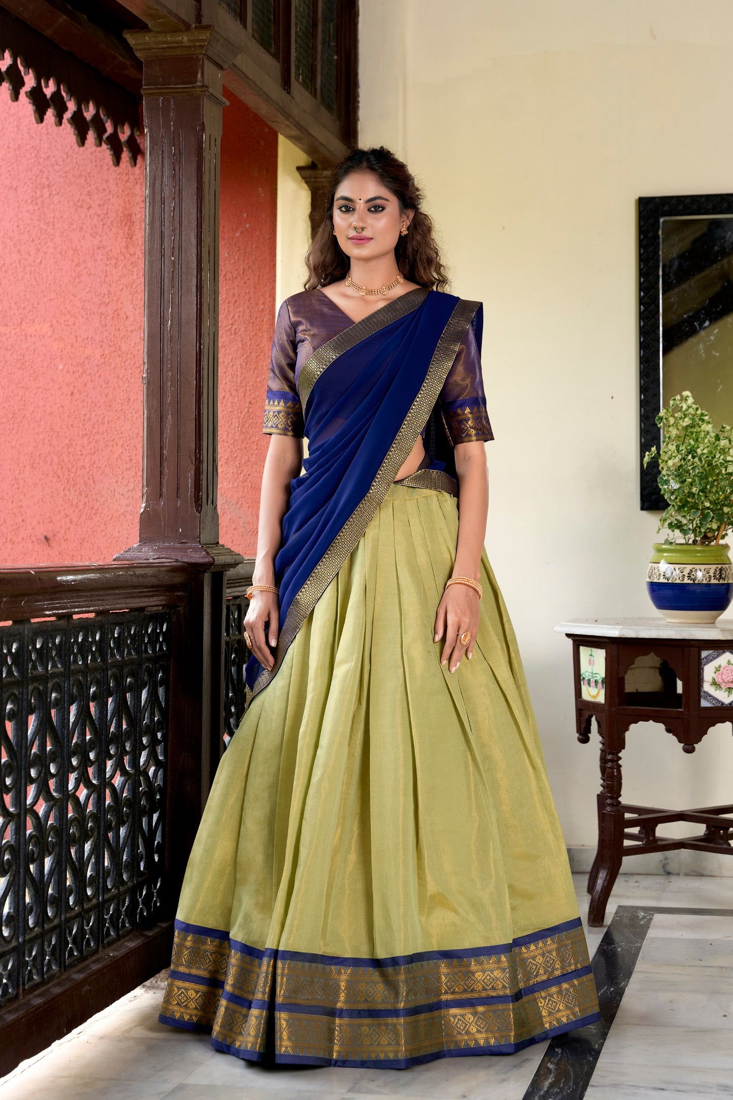 Kanchipuram Zari Weaving Lehenga Choli with Georgette Dupatta