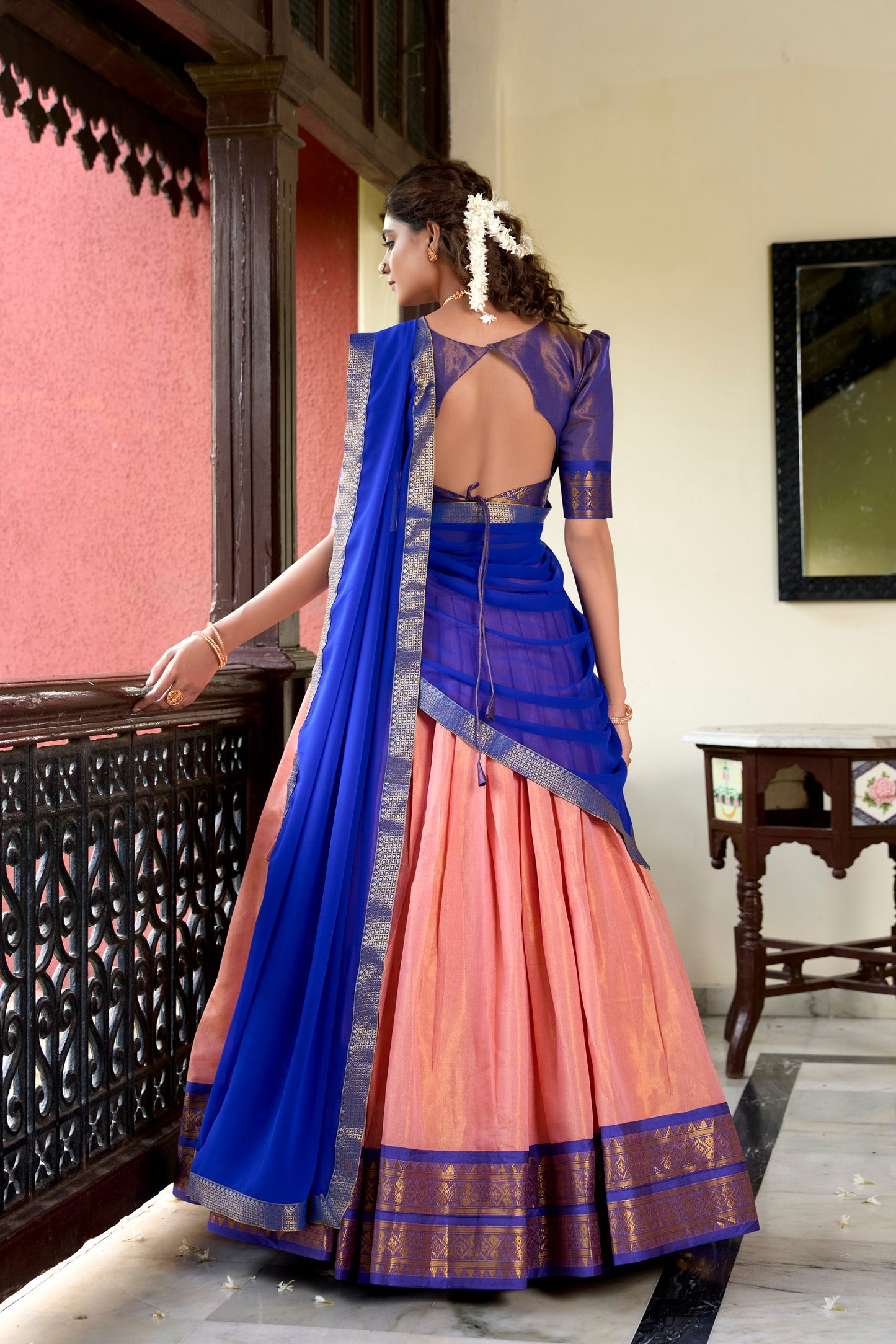 Kanchipuram Zari Weaving Lehenga Choli with Georgette Dupatta