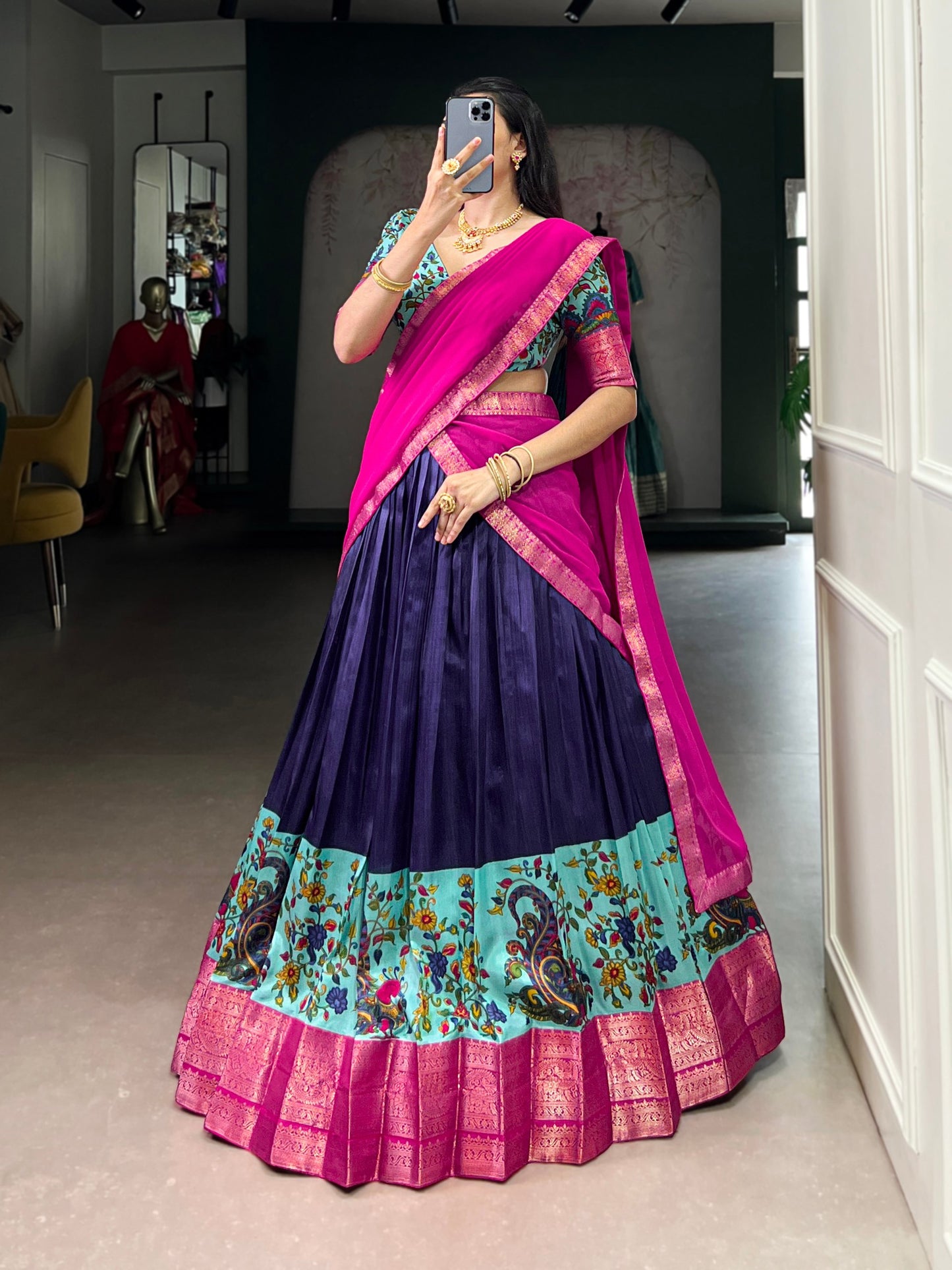 Aastha Silk Printed Zari Weaving Lehenga Choli with Georgette Dupatta