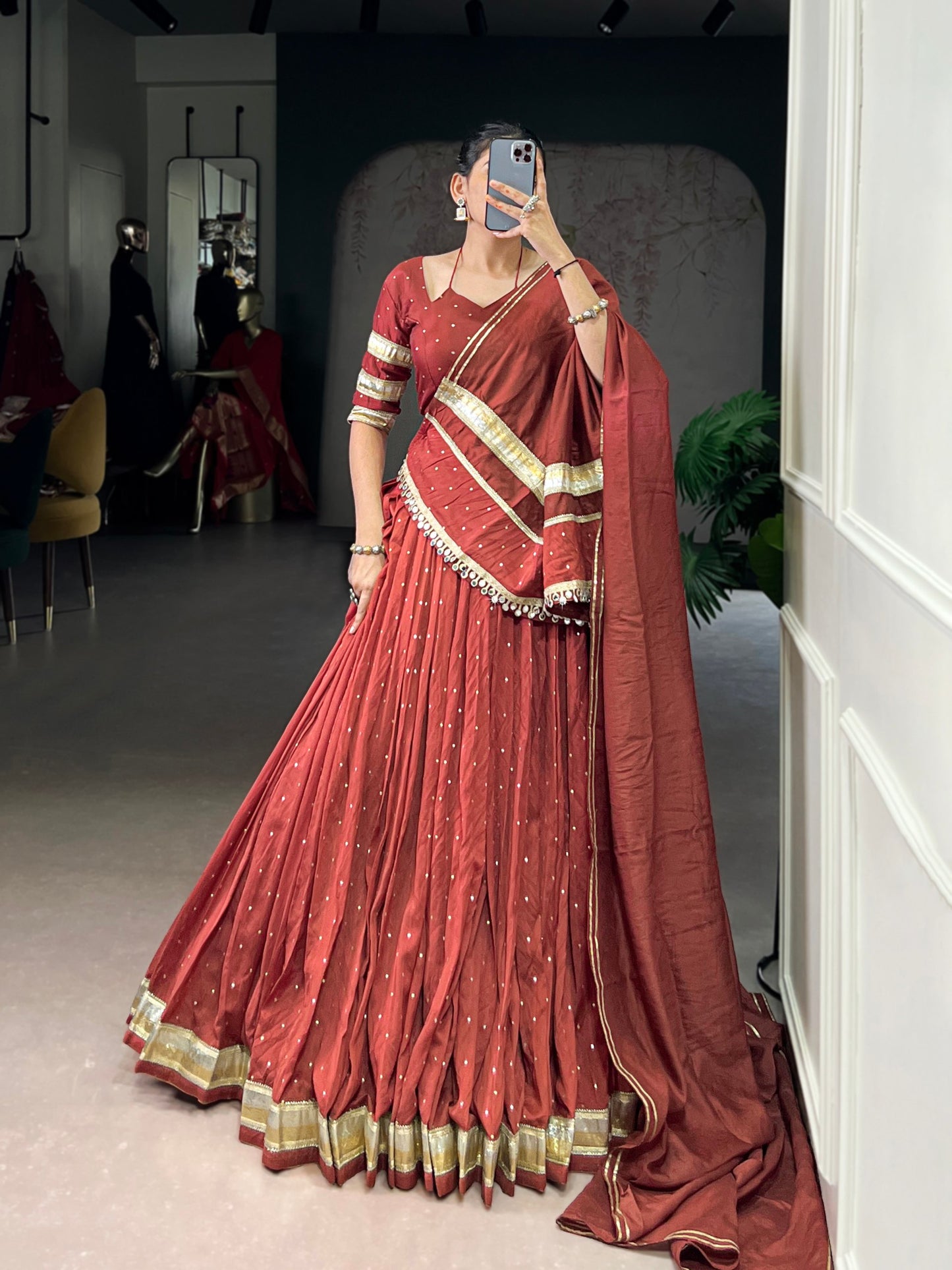 Pure Chanderi Zari Weaving Lehenga Choli Set