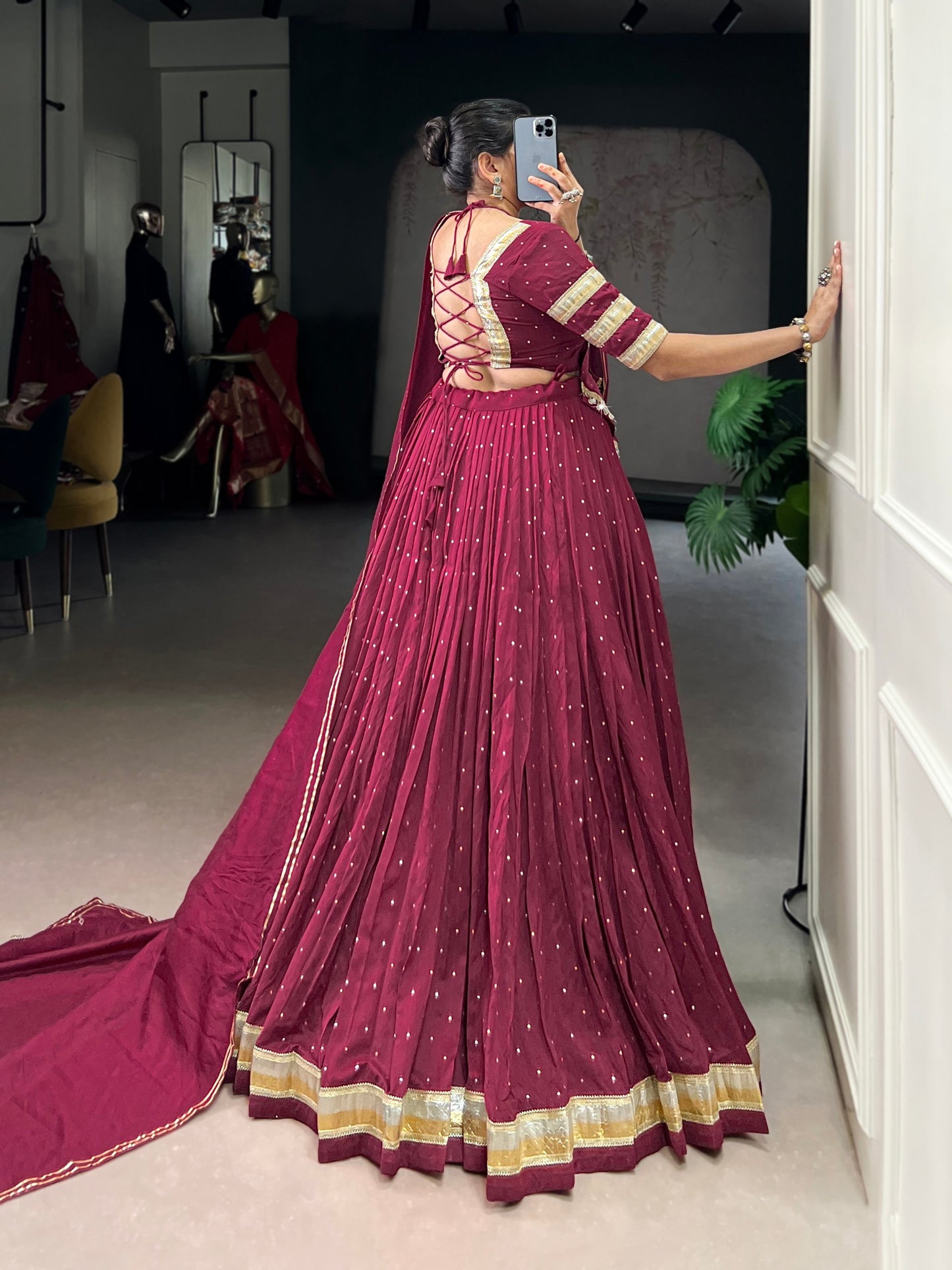 Pure Chanderi Zari Weaving Lehenga Choli Set