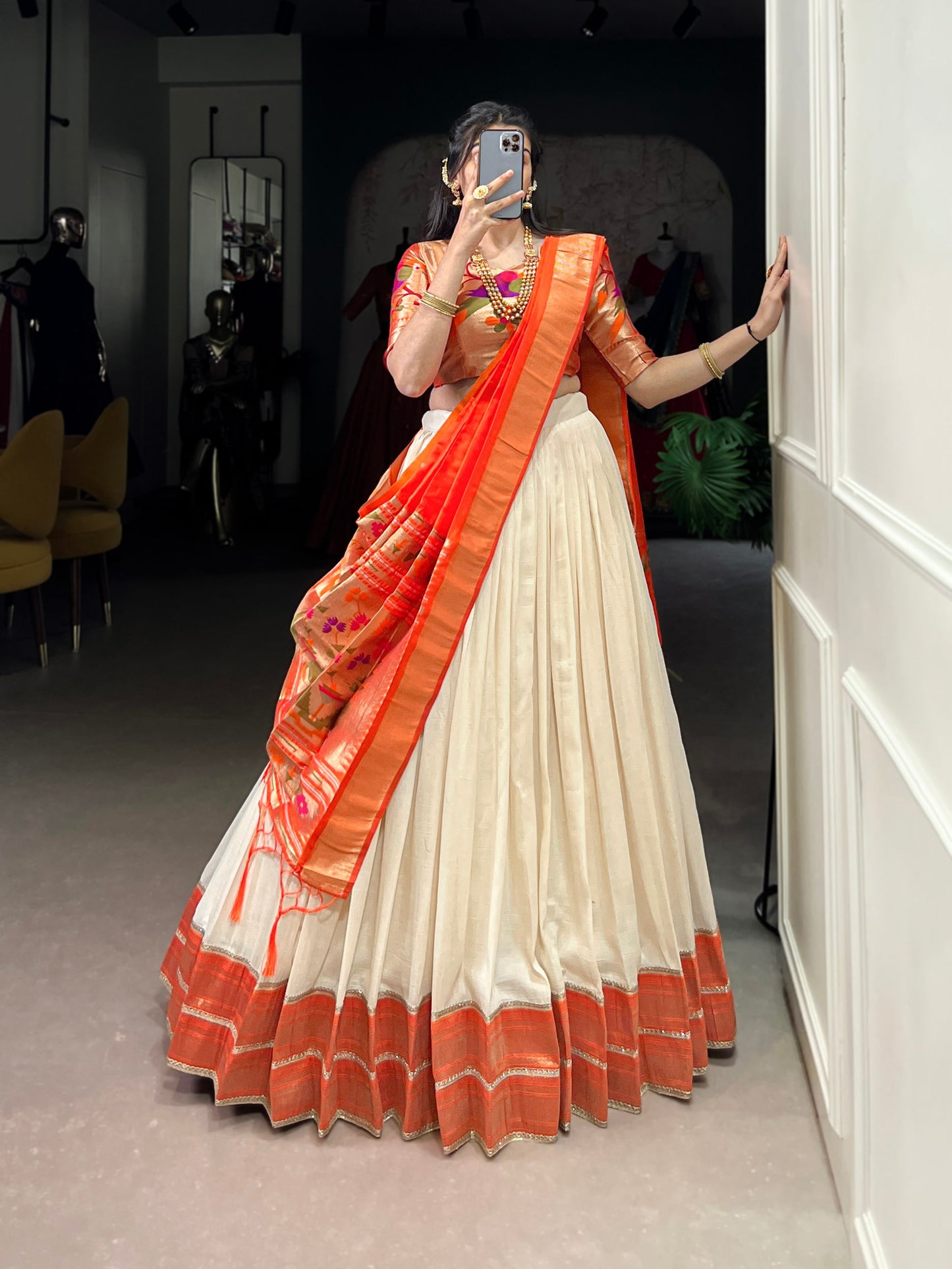 🌷Traditional Vichitra Silk Paithani Lehenga Choli Set