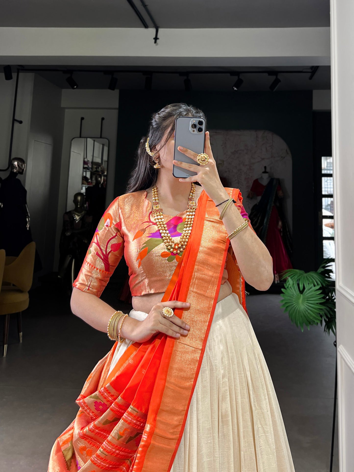 🌷Traditional Vichitra Silk Paithani Lehenga Choli Set