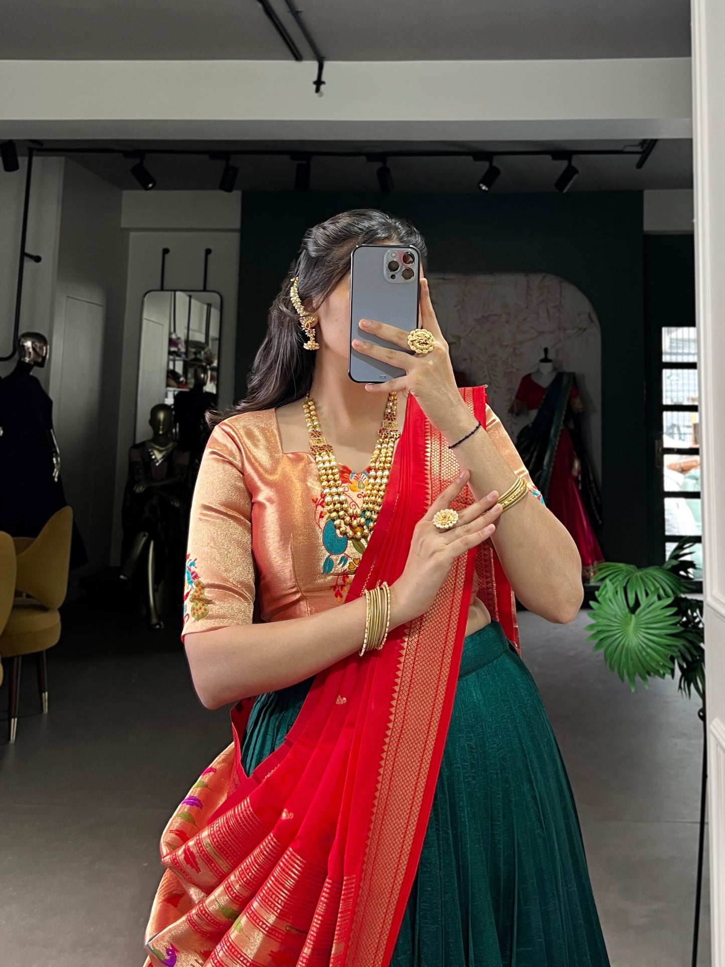 🌷Traditional Vichitra Silk Paithani Lehenga Choli Set