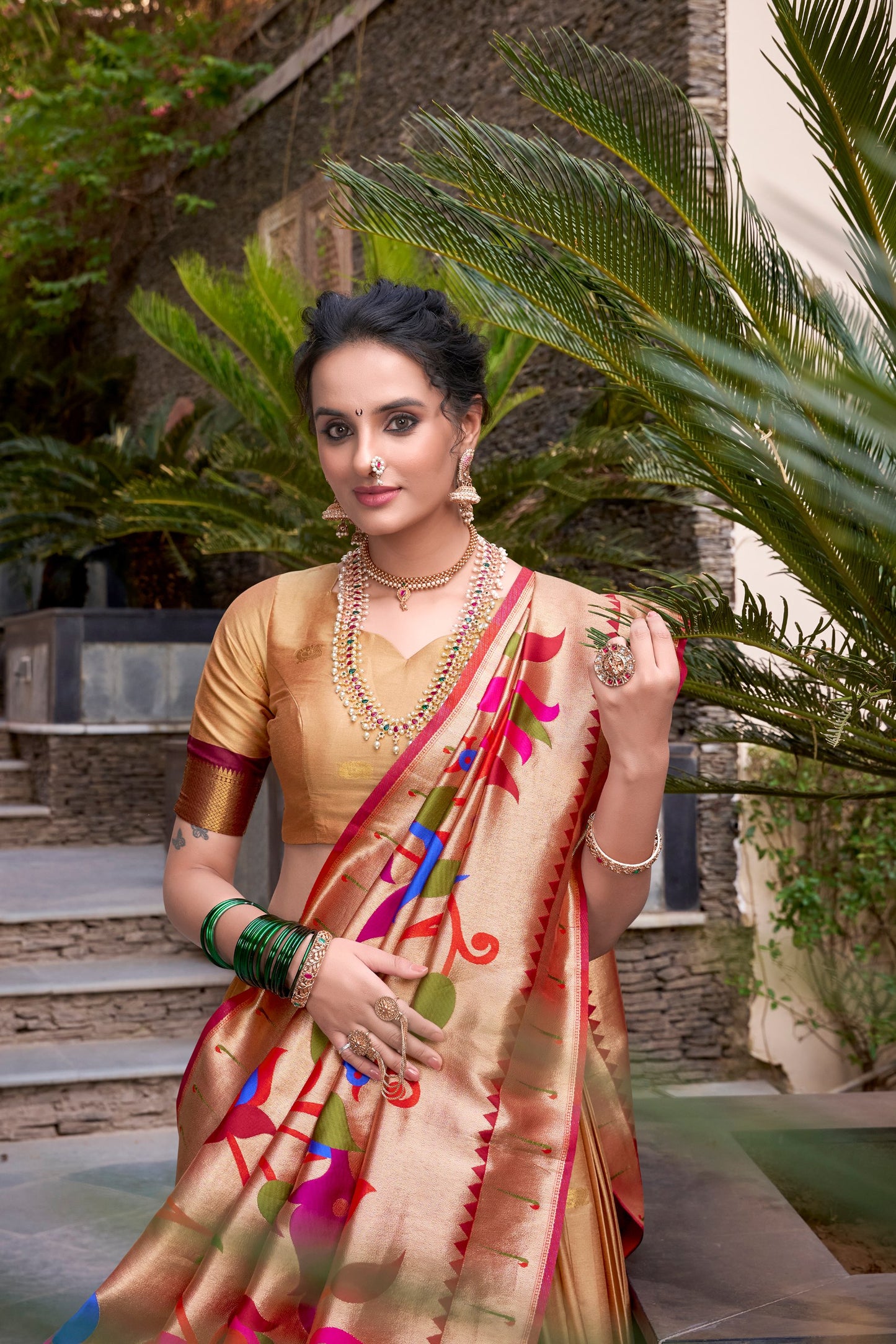 Paithani Jacquard Silk Lehenga Choli Set with Zari Weaving Dupatta