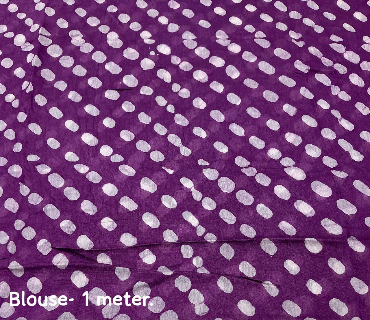 Handblock Leheriya Batik Printed Pure Chanderi Cotton Saree with  Blouse