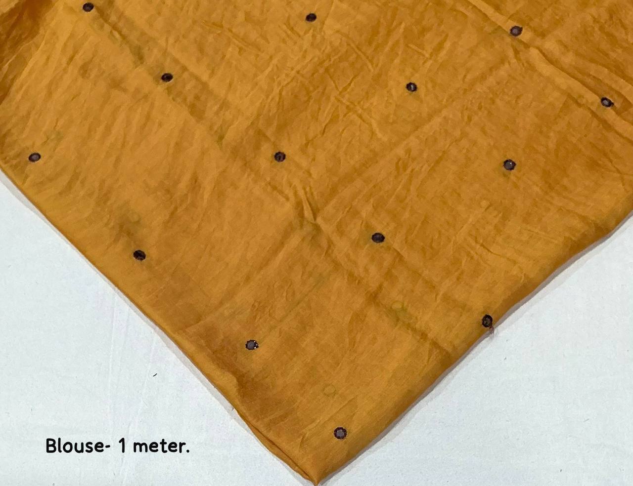 Butterfly Mirror Work Pure Chanderi Cotton Shibori Tie & Dye Saree with Blouse