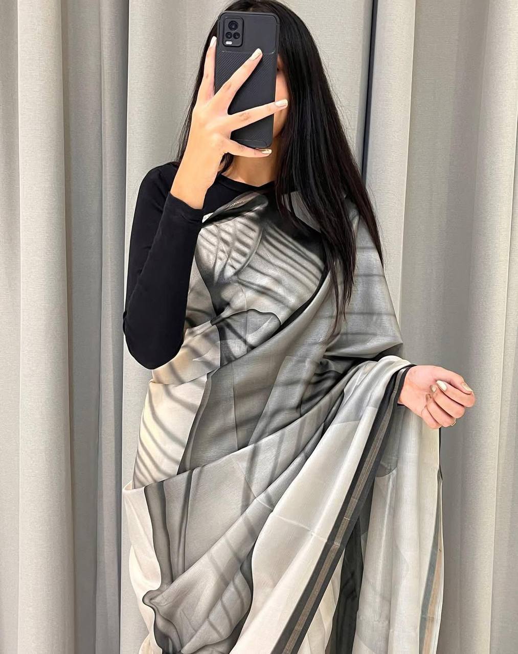 Sketch Design Premium Cotton Silk Saree with Rich Pallu & Printed Blouse