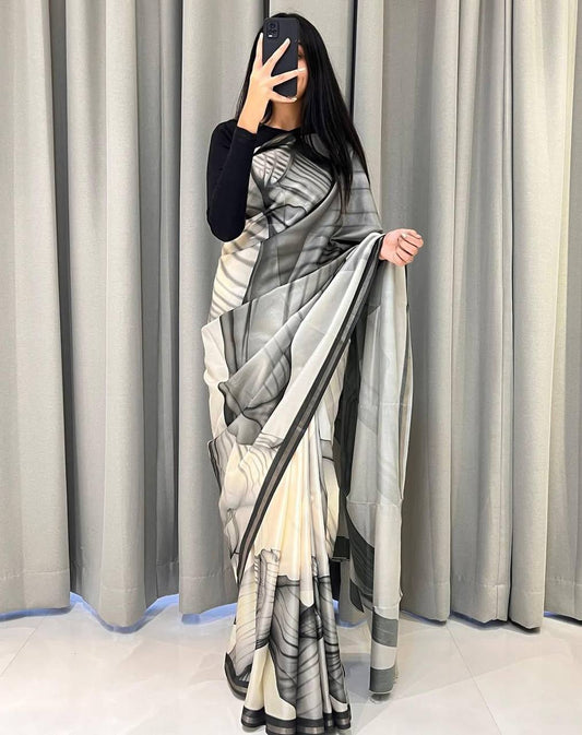 Sketch Design Premium Cotton Silk Saree with Rich Pallu & Printed Blouse